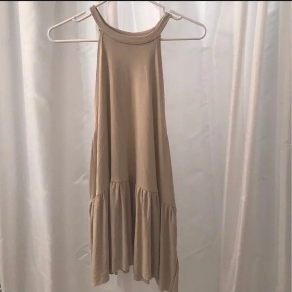 Nude high neck peplum tank